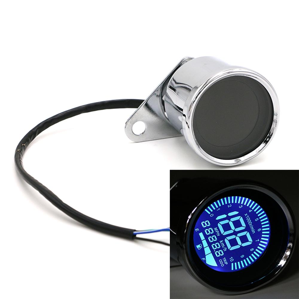 Digital 12V Universal Digital Motorcycle Speedometer Odometer Tachometer Gauge fuel meter LED Indicator