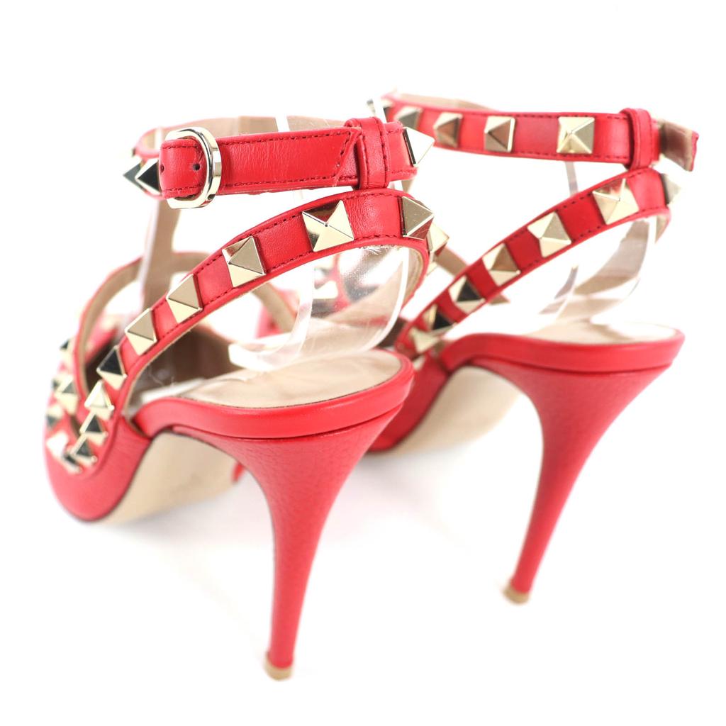 Great Valentino Garavani Pumps Rockstud Pointed Toe Red Leather Women 36 Used
