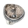 Natural Turritella Fossil Gemstone 925 Sterling Silver Jewelry Ring Size 9 Z6s87