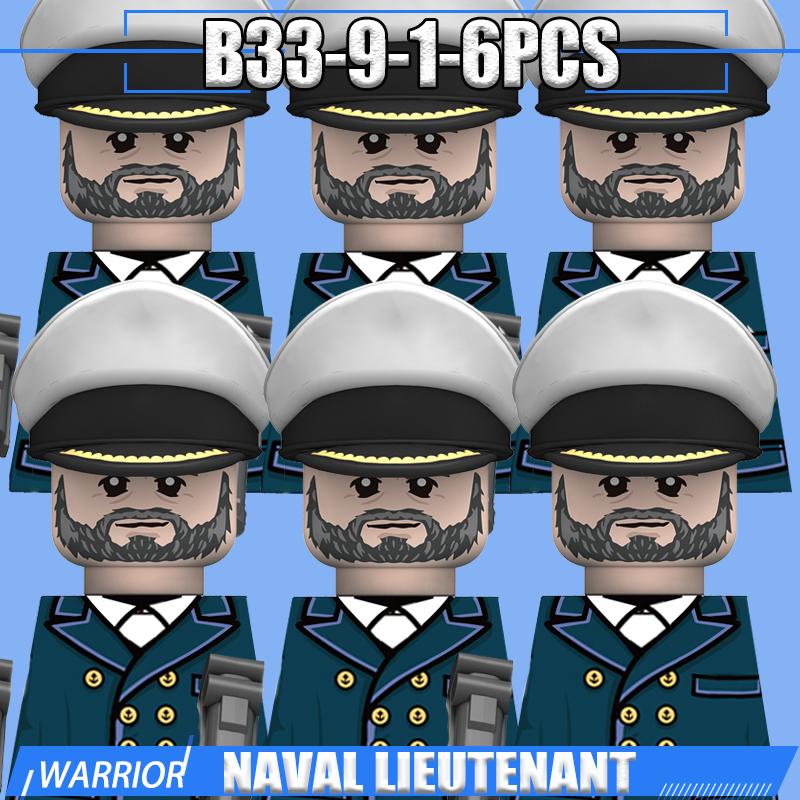 WW2 Military Navy Soldier Figures Building Blocks Leader Army Warrior Boat Commander Artillery Accessories Gun Bricks Toys Gifts