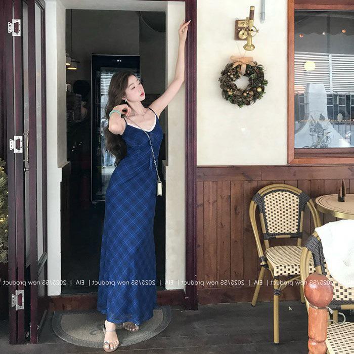 2026 French Retro Spaghetti Strap Dress: Sexy, Slimming Summer Elegance XL