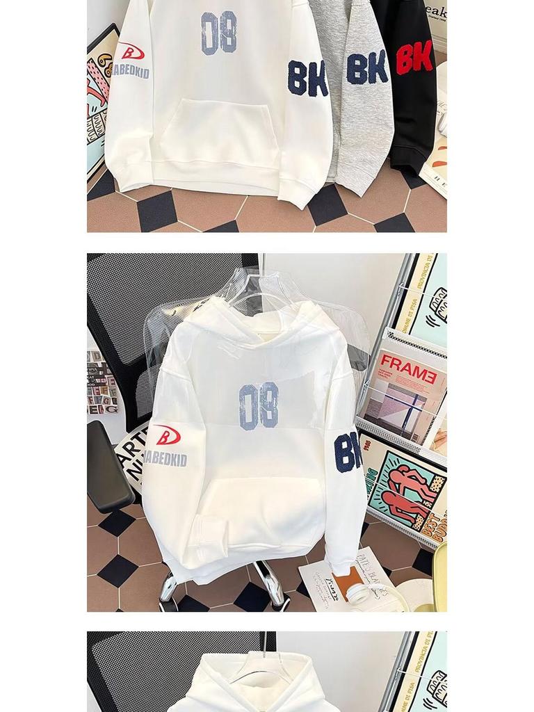 Autumn Unisex Letter Print Embroidered Hoodie - Casual Trendy Loose Fit