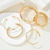 5pcs Vintage Exaggerated Luxury Geometric Design Wide Metal Gold Bangle Set, Suitable For Everyday Wear And Gifting
