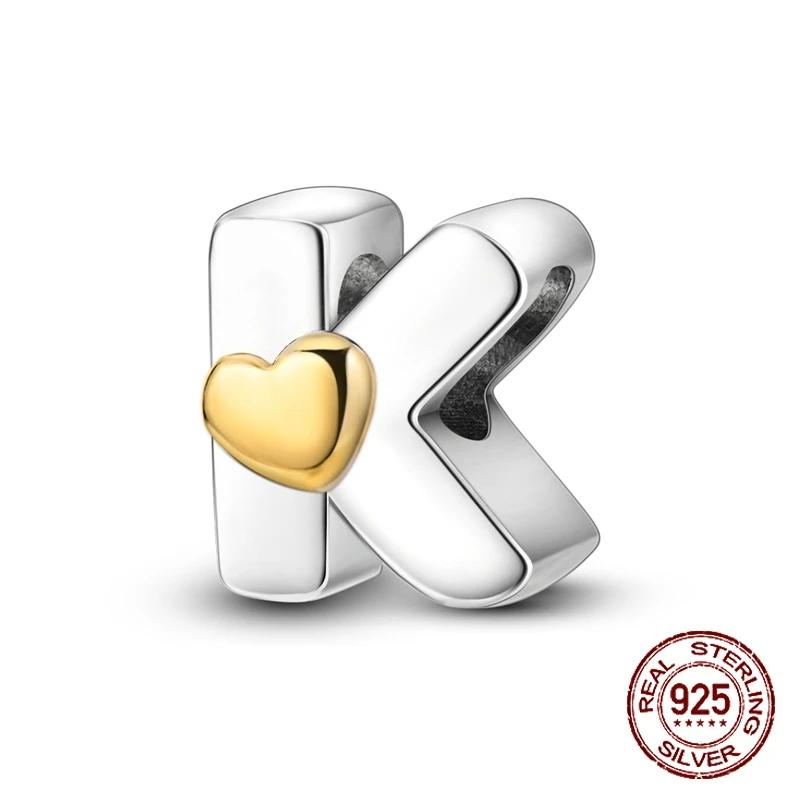 Copper Yellow Love 26 Letters Diy Love Charms Beads Fit 4Mm Hole Diameter Bracelets Fine Birthday Jewelry Gift