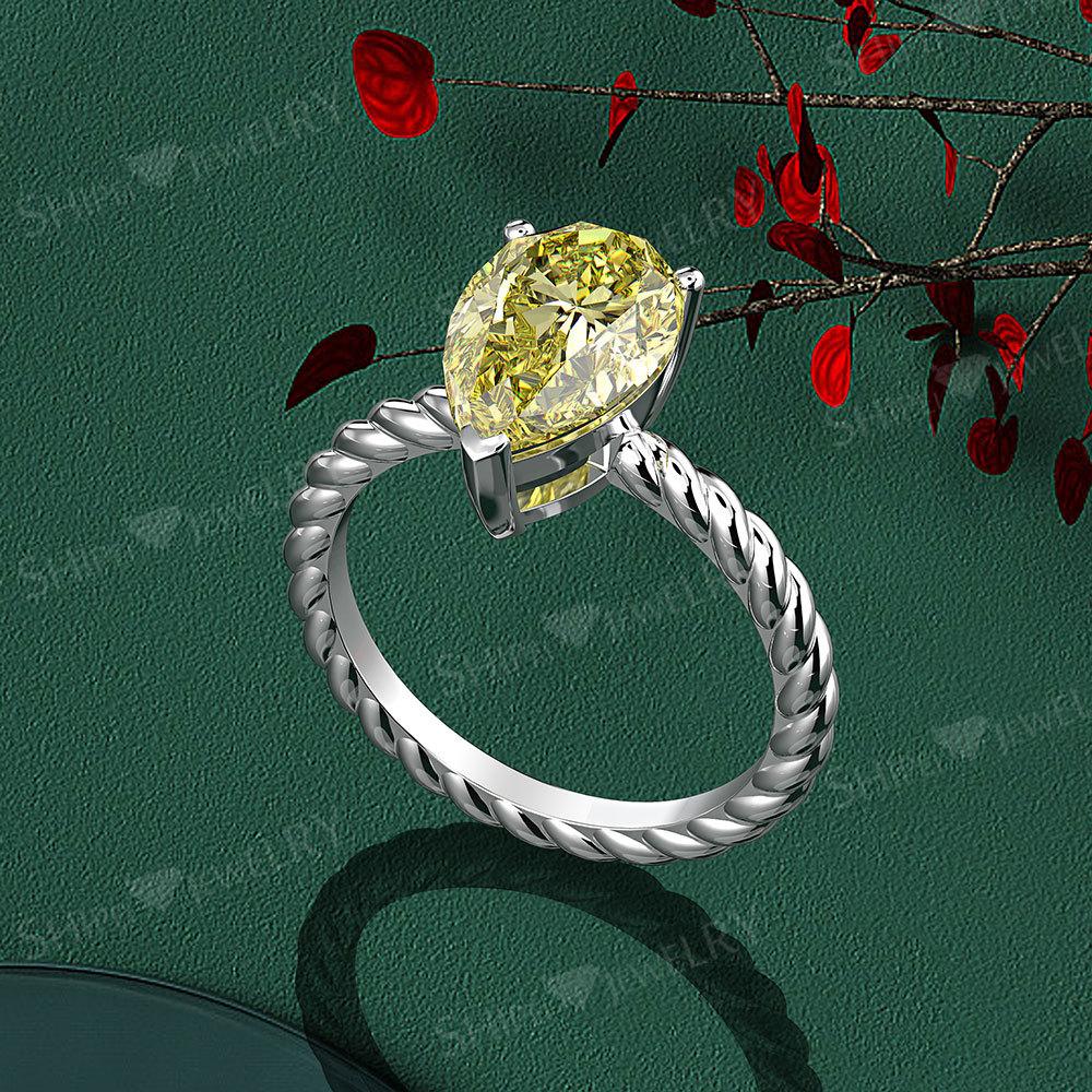 Tancise Classic 925 Sterling Silver  Zircon Ring Ladies Jewelry Wedding Promise   Party Gift