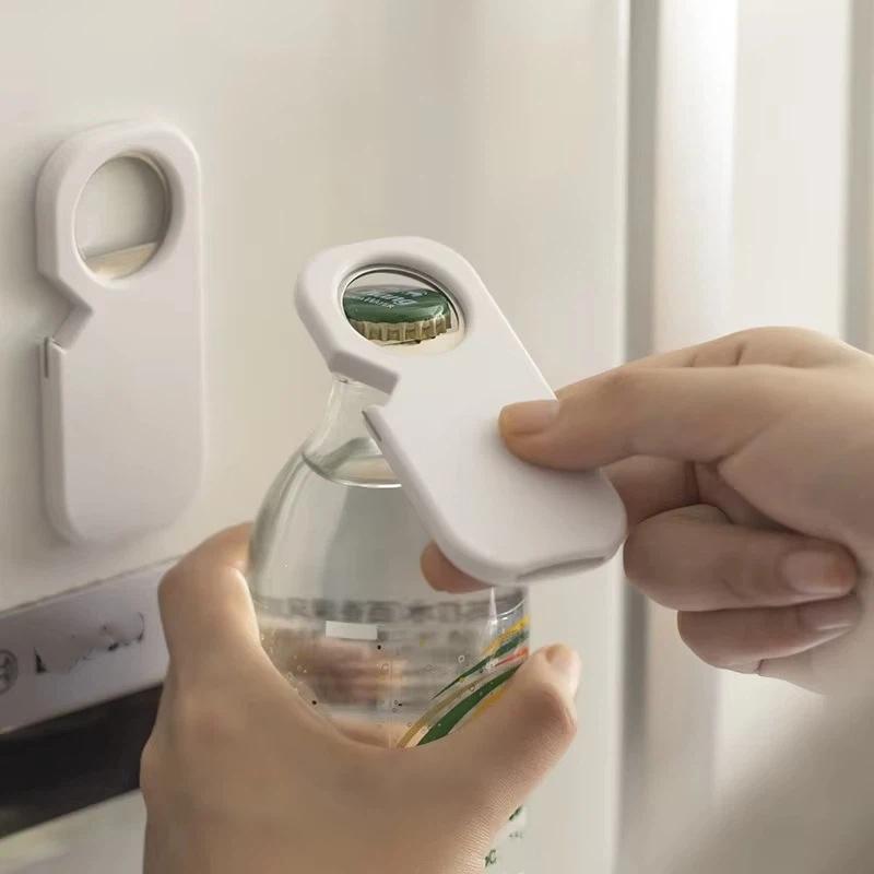 Magnetic Soda Bottle Opener Sticks To Metal Surfaces Opens Everything Compact Lightweight White Kitchen Helper