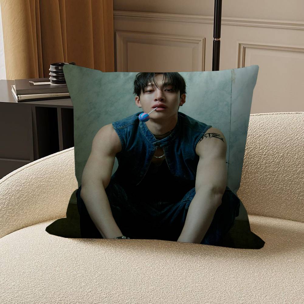 Bang Chan Kissenbezug Auto Wurfkissenbezug für Sofa Auto Weihnachtsgeschenk 40x40cm 45x45cm