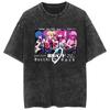 2026 Zomer Unisex Los Bedrukt Dubbelzijdig Retro Gewassen T-shirt met Kessoku Band Silhouet van Bocchi The Rock T-shirt