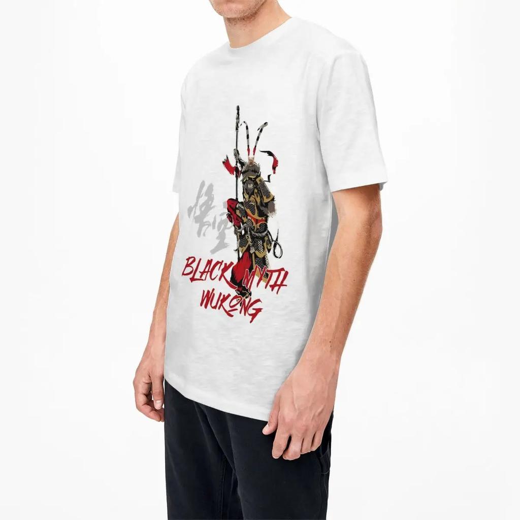 Black Myth Wukong Monkey King (6) T-Shirt Hip Hop T Shirts Short Sleeve Y2K Basic Tops Summer Cotton O-Neck Oversize Clothes