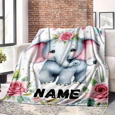 Beautiful Elephant Customize Your Name Blanket Warm Comfortable And Soft Blankets Are Suitable For Home Lunch Break Blanket Office Sofa Sofa Gift To