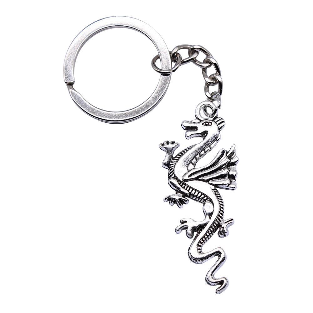 Medical Caduceus Charm Dragon Anime Keychain Hospital Souvenir 28mm Ring