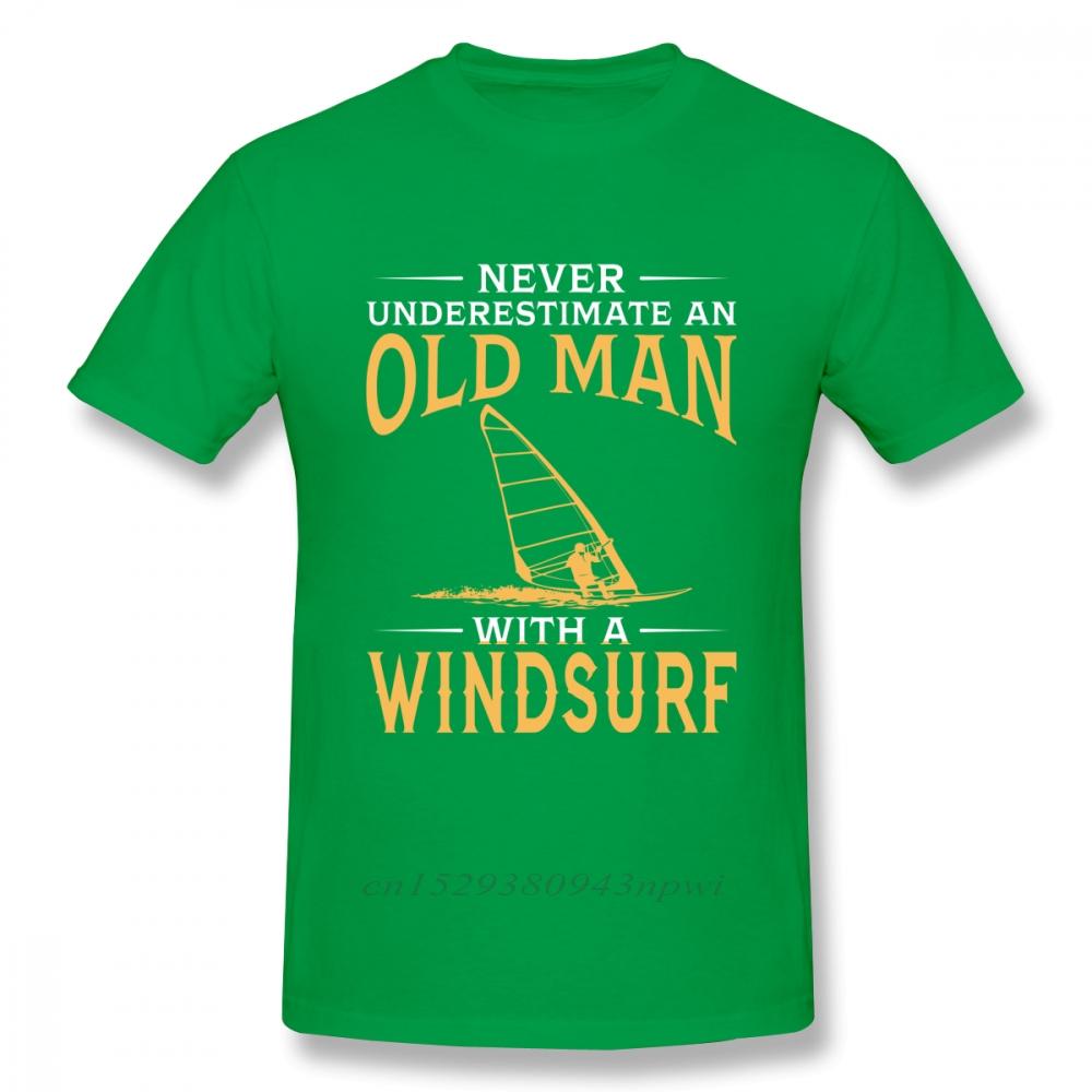 Never Underestimate An Old Man With A Windsurf T Shirt Boy Vintage TShirt Fashion New Arrival Casual