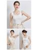 Silk Spaghetti Strap Vest with Padded Cups, Latex Chest Pads, Square Neckline; Women's Innerwear/Outerwear, Covers Side Fat