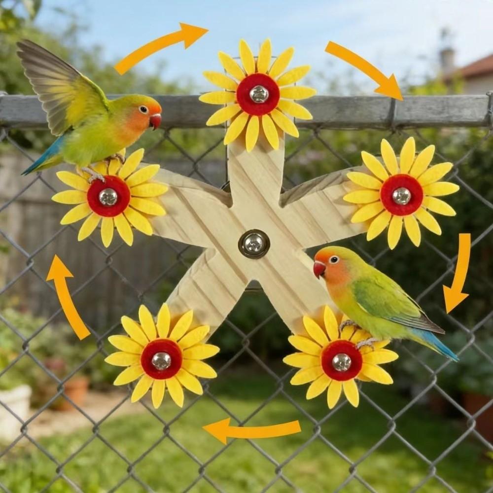Wear Resistant Wooden Parrots Ferris Wheel Interactive Parrot Toys  Entertainment Play