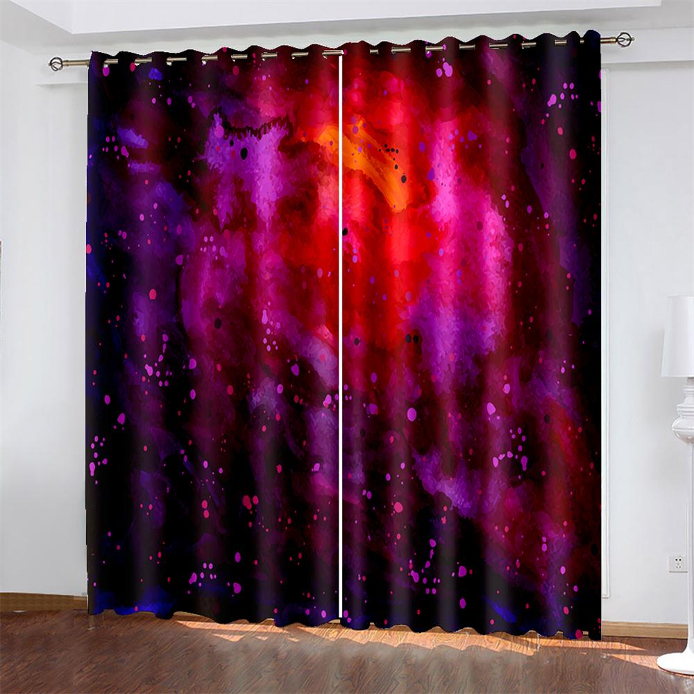 Cheap Azure Cosmic Planet Starry Milky Way Sky Space Children Shading 2 Panels Drape for Bedchamber Livingroom Space Household Hook Decoration