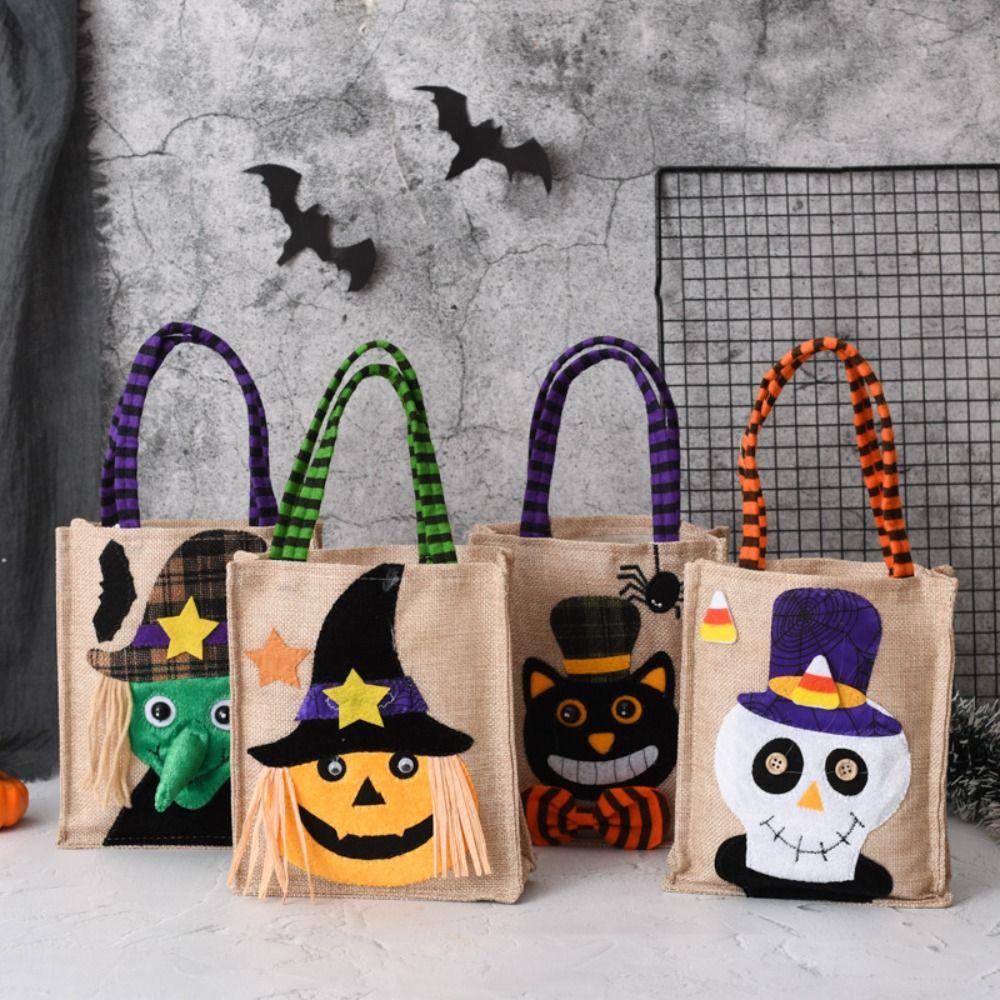 Witch Skull Halloween Gift Bags Cartoon Pumpkin Cat Handbag Creative Tote Bags Party Home