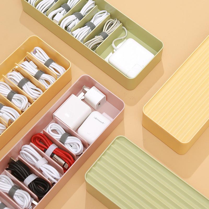 Cable Storage Box Colorful Plastic Data Line Storage Container Desk Stationery Makeup Organizer Key Jewelry Box Office Holder