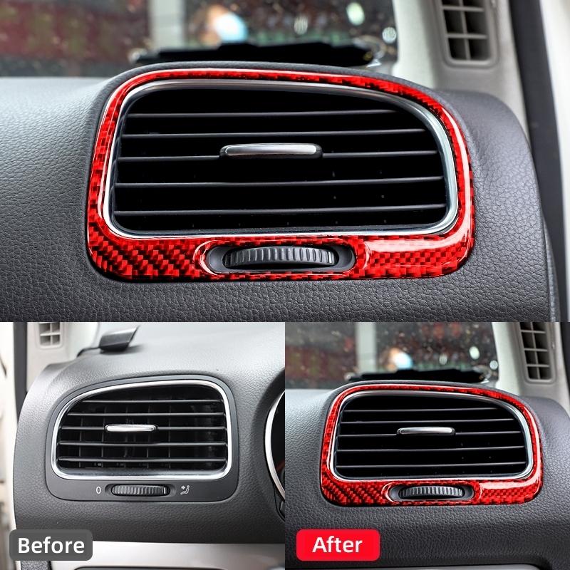 For Volkswagen Golf 6 Gti R MK6 2008-2012 Carbon Fiber Car Instrument Panel Left Right Air Vents Decoration Stickers Accessories
