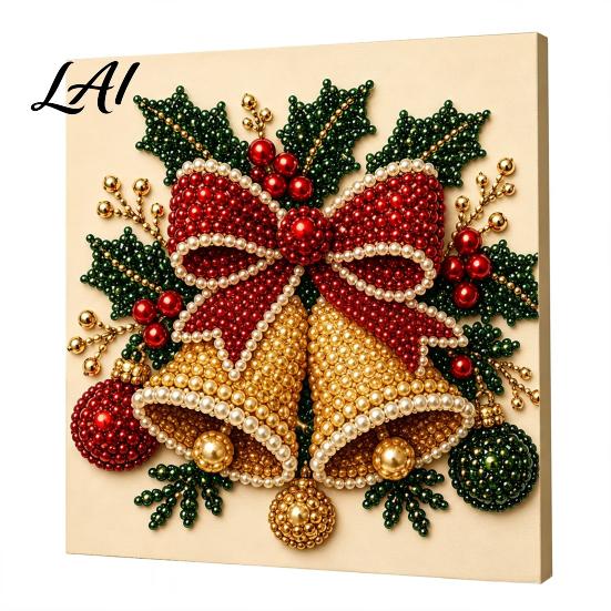 Progetti Artistici per Alleviare lo Stress Kit Perle Finte di Natale Pittura Capanna Innevata di Babbo Natale Kit Artigianale 3D Scintillante con Perline Fai da Te per Adulti Parete per le Festività Invernali di Casa
