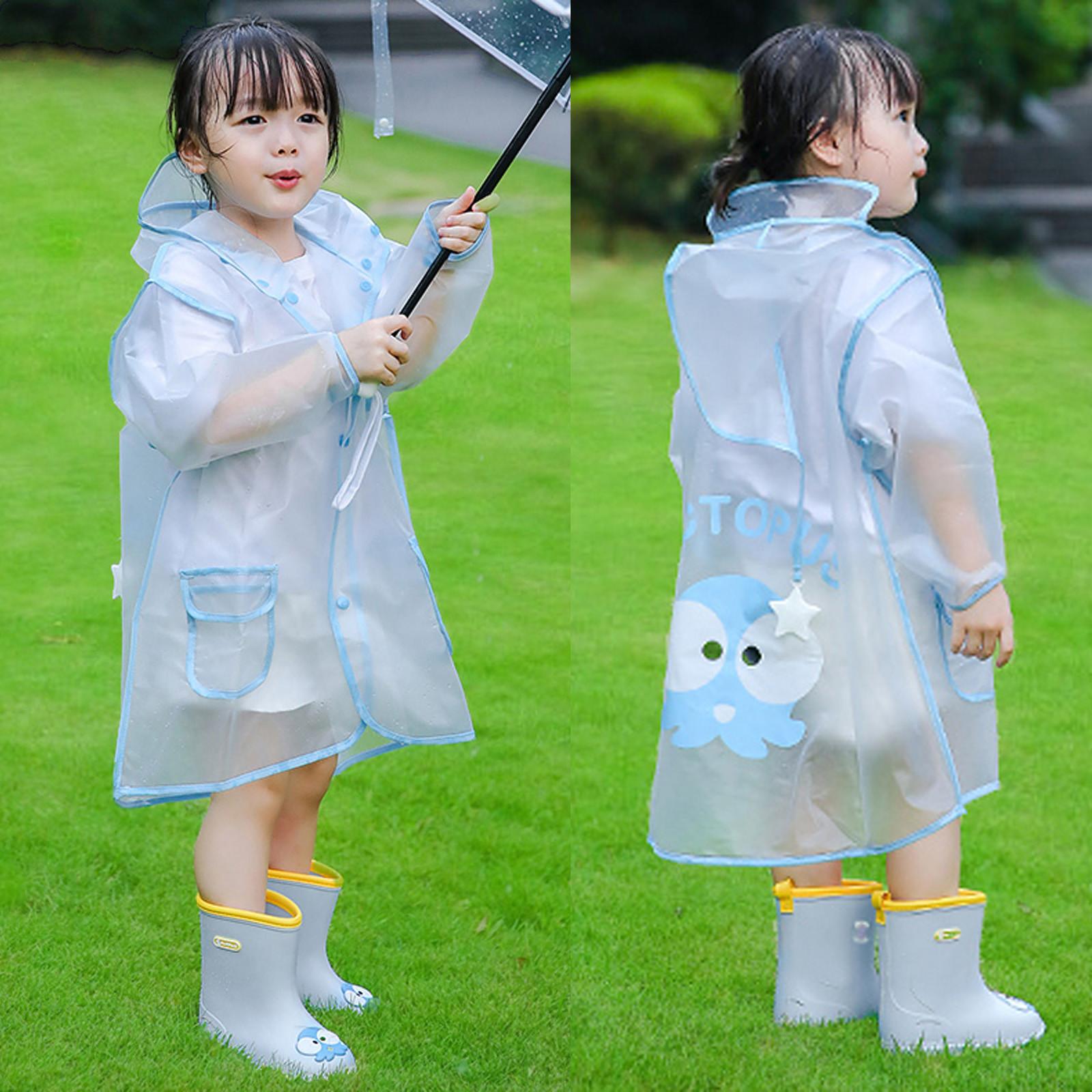 

Детская водонепроницаемая и дышащая цельная куртка-дождевик с героями мультфильмов, дождевик S/90 синий