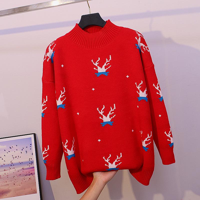 Women's 2023 Christmas Loose Knit High-Neck Sweater: Trendy, Versatile, Celebrity-Inspired Outerwear
