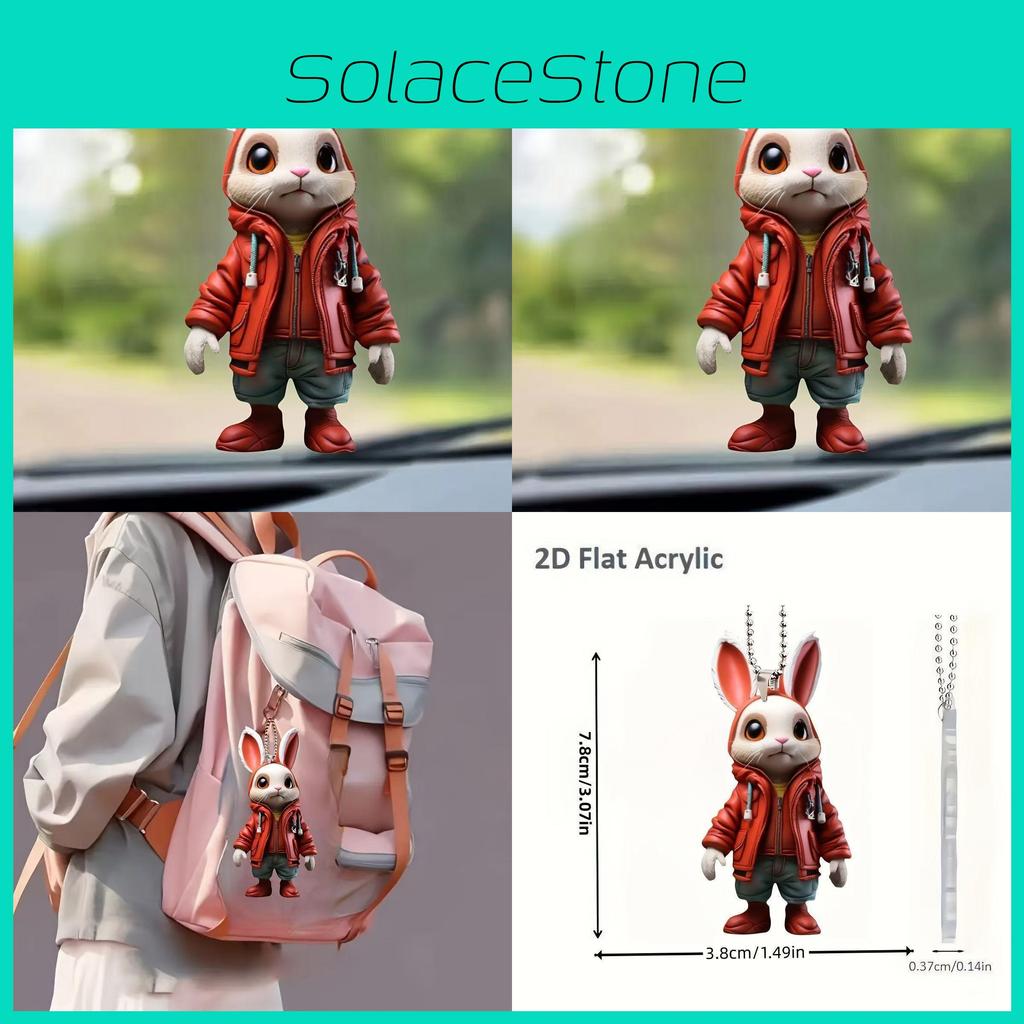 Rabbit Cartoon Cute Pattern Acrylic Pendant For Car Accessories Decoration