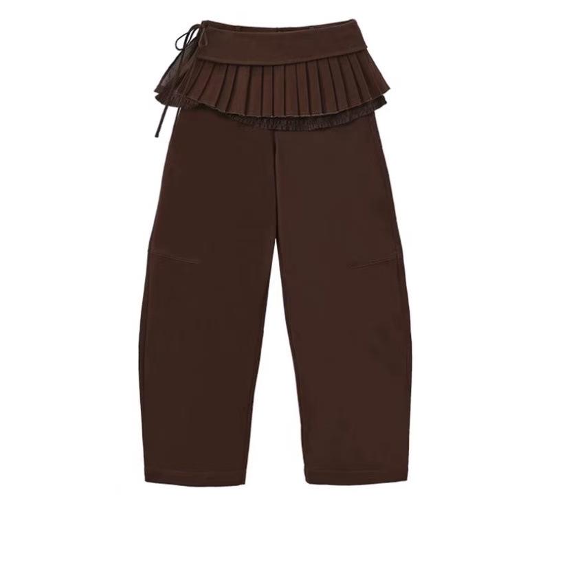 

FO Designer 26 Spring Two-Piece Detachable Skirt-Pants: Slimming, Curved, Casual Trousers Large кавовий