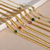Stainless Steel Red Green Zircon Necklace Gold Female Collarbone Chain Flat Snake Chain, Accessories 1201