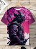 3D Digital Samurai Ghost Hand Print Adults T-Shirt, Comfortable Stretchy Crew Neck Short Sleeve Tee, Regular Fit, Suitable For Spring