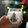 1PCS Double-Wall Christmas-Themed Heat-Resistant Glass Mug Beautiful Cup for Coffee Water Ideal Bar Drinkware Christmas Gift