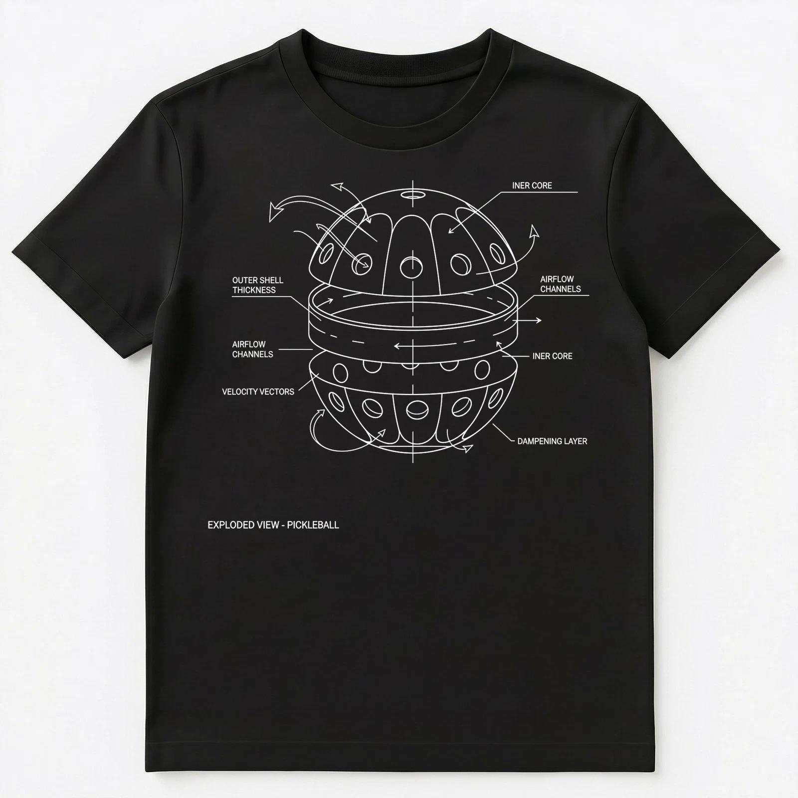 

Pickleball Player Exploded View Engineering Diagram Unisex T-Shirt 3XL