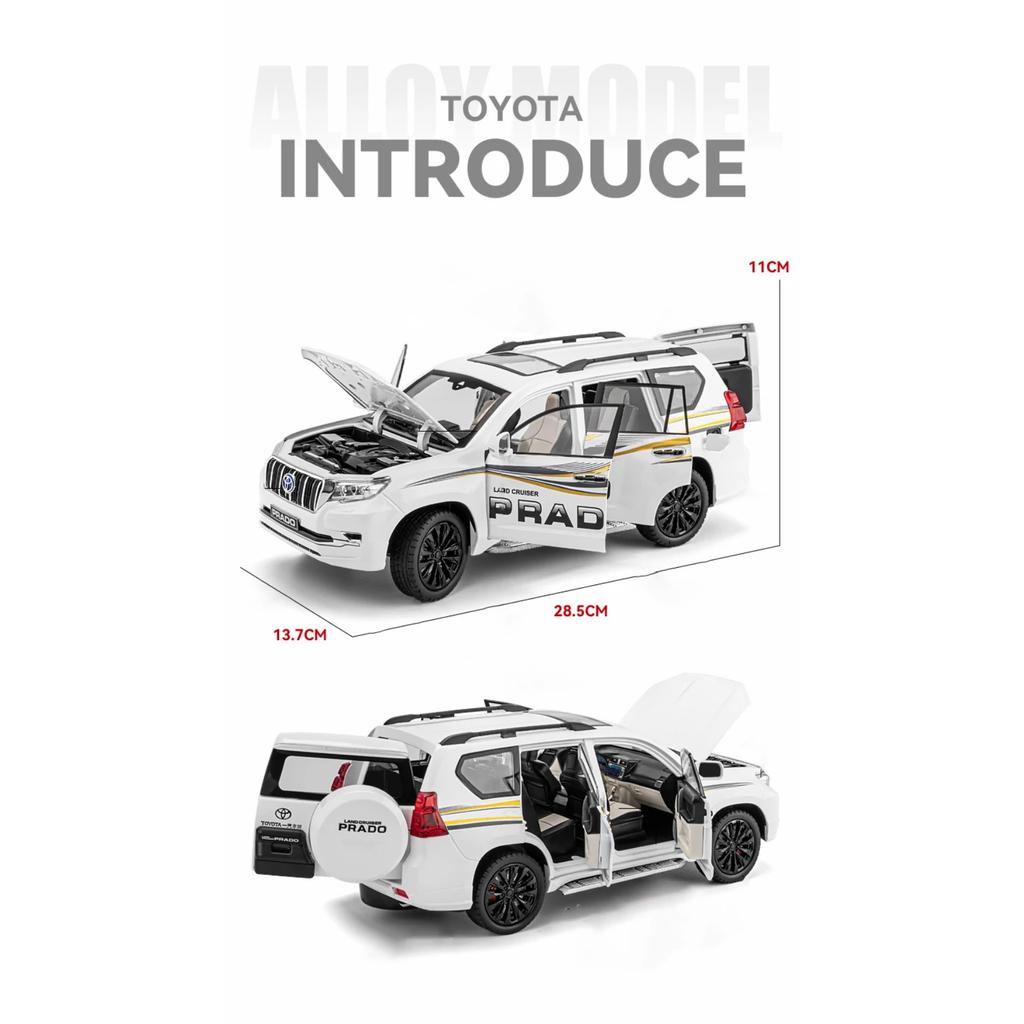 1/18 Toyota Prado Land Cruiser SUV Alloy Model Car Toy Diecasts Casting Sound and Light Car Toys for Children Vehicle