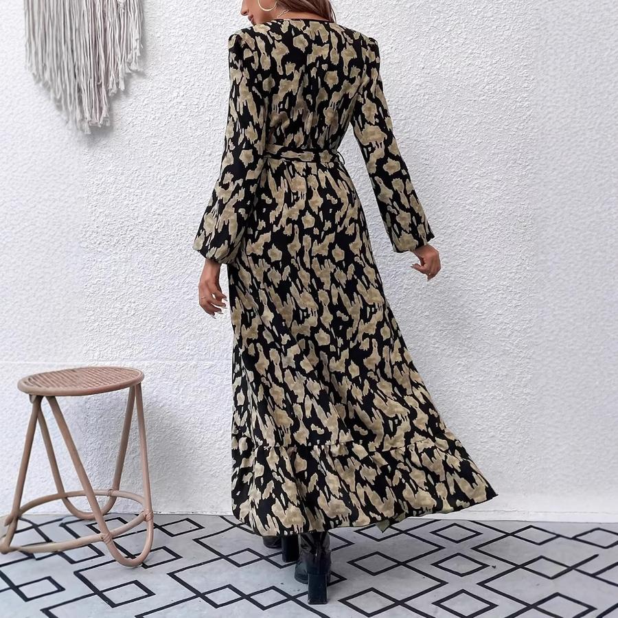 New Arrivals Women's Long Sleeve Printed Wrap Dress