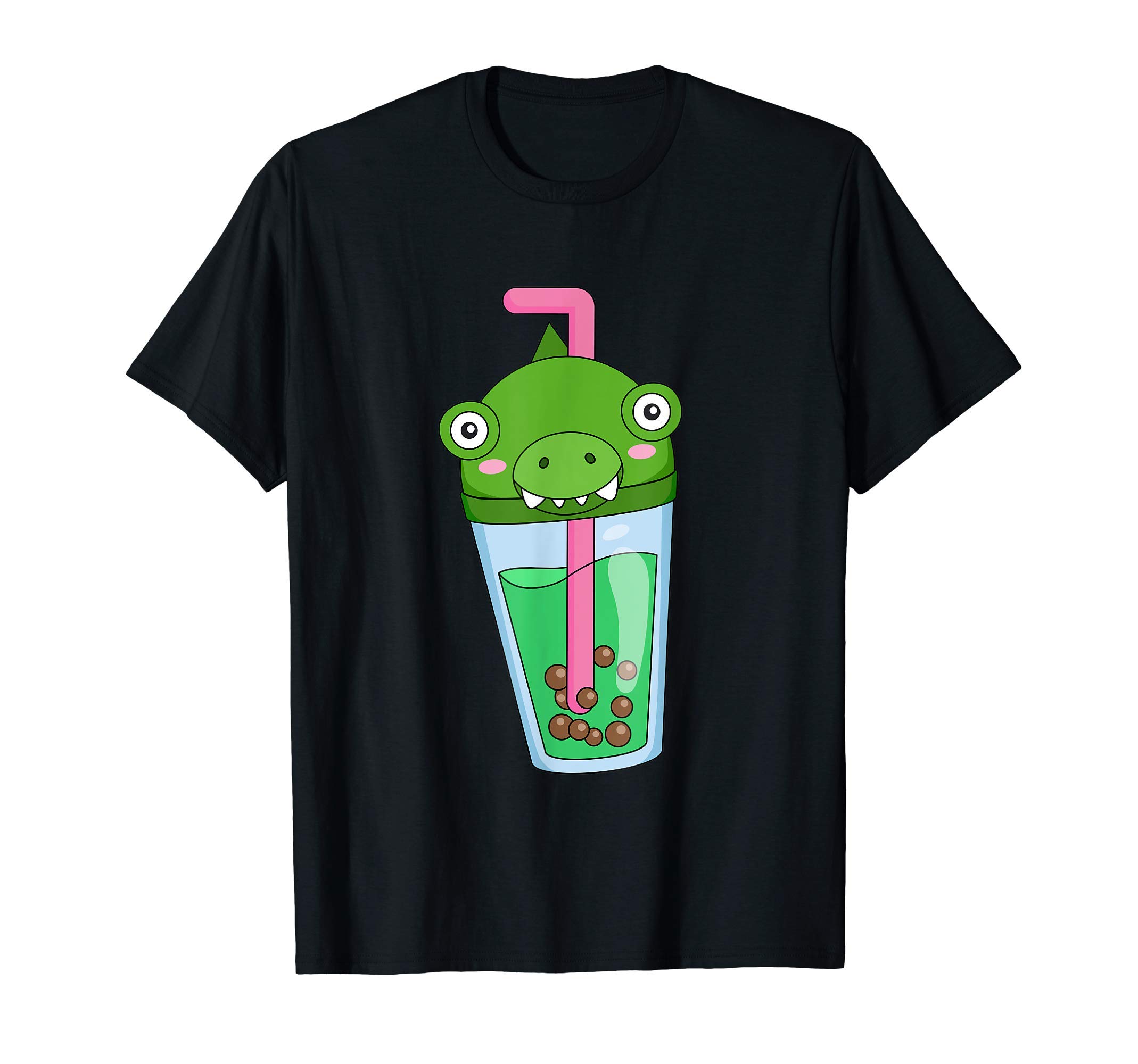 

Kawaii Kawaii Anime Crocodile Bubble Milk Tea Lover Tea, T-Shirt чорний