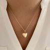 Vintage Gold Heart Pendant Necklace Earrings Set for Women Simple Love Piercing Hoop Earring Jewelry Party