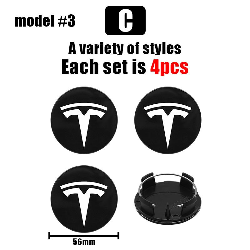 4Pcs Black Silver 56mm Car Wheel Center Caps Hub Cover For Tesla Model 3/Y/S/X Tesla Logo Hub Caps Wheel Hub Covers Accessories