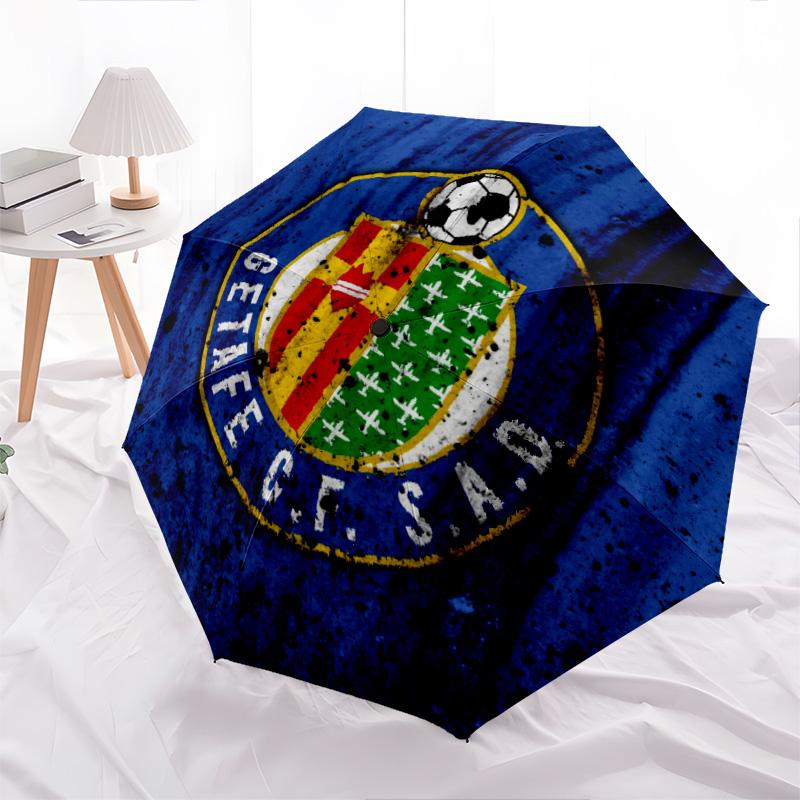 Getafe CF pattern, automatic folding umbrella, portable and foldable design, 8 ribs, a Christmas or birthday gift.