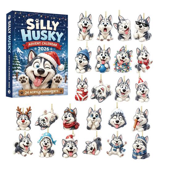 Christmas Tree Decor 24 Days Advent Calendar 2026, 2D Acrylic Reading Cats/Dogs/Forest Animals Ornament Countdown Calendar, Cute Pet Pendants for Xmas