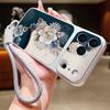 Romantic Rose Flower Pattern Leather Lanyard Case For iPhone 18 Pro Max Hybrid TPU+PU Anti-skid Soft Cover For iPhone 17 16 15 14 13 Pro Max