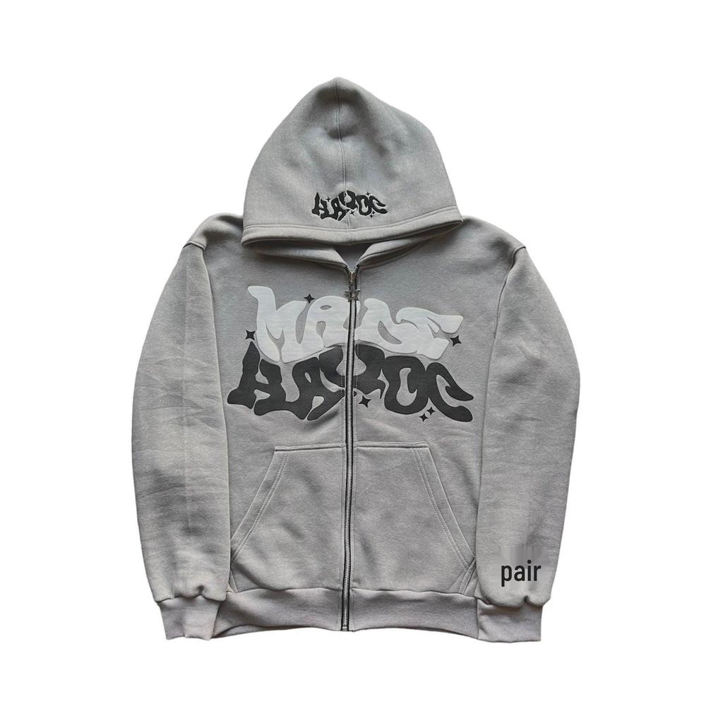 1121 Puff Letter Zip-Up Hoodie