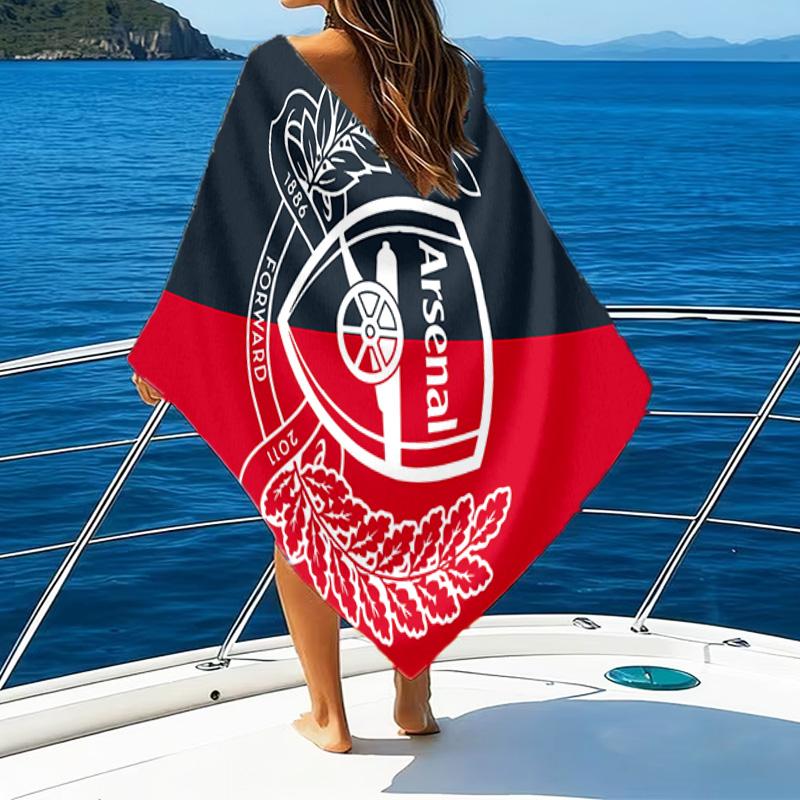 Arsenal Football Club Crest Printed Beach Towel, Super Soft Microfiber, Perfect Gift Birthday, for Pool, Beach, Travel, for family and friends