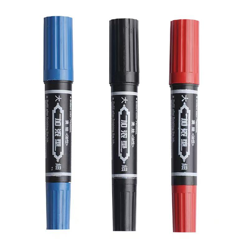 Large Black Waterproof Dual-Ended Marker Pen with Thick Tip