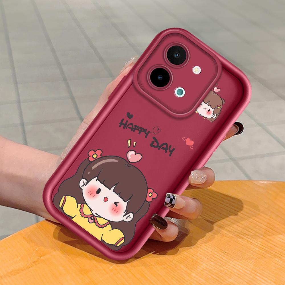For Huawei P50 Pro P40 Lite Honor 8X 9X X9 Tecno Spark Go Infinix Smart 8 Vivo V29 V30 Y02 Y16 Lovely Girl Full Lens Protect Soft Silicone Phone Case