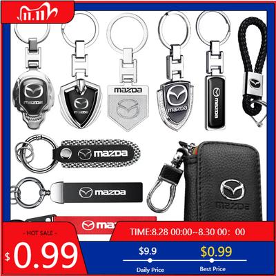 2025 Heet 3D Metaal/leer Auto Sleutelhanger Gevlochten Touw Sleutelhanger Bedel Hanger Voor Mazda MS 3 5 Axela CX-5 CX-3 CX-9 Demio RX7 MS 3
