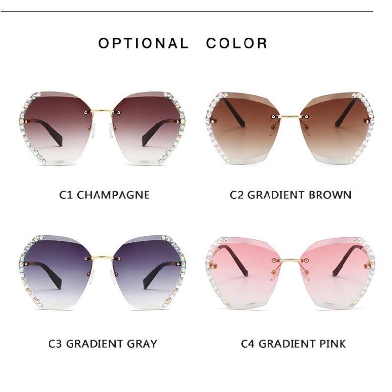 Oversized Rimless Square Sunglasses Women Luxury Fashion Gradient Clear Lens One Piece Men Gafas Glasses