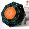 1pc Mandala Sunburst Automatic Open/close Folding Compact Umbrella, 8-Rib Sturdy Canopy, Lightweight Portable, Everyday Use, Gift, Outdoor Umbrella, T
