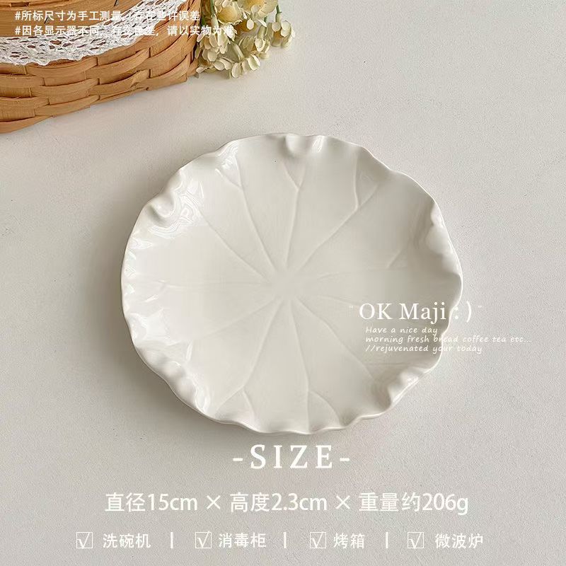 Korean Tableware Disch Plate Ceramic Snack Plate Fruit Plate Dessert Cake Plate Breakfast Dessert Dinnerware Home Dish Plate