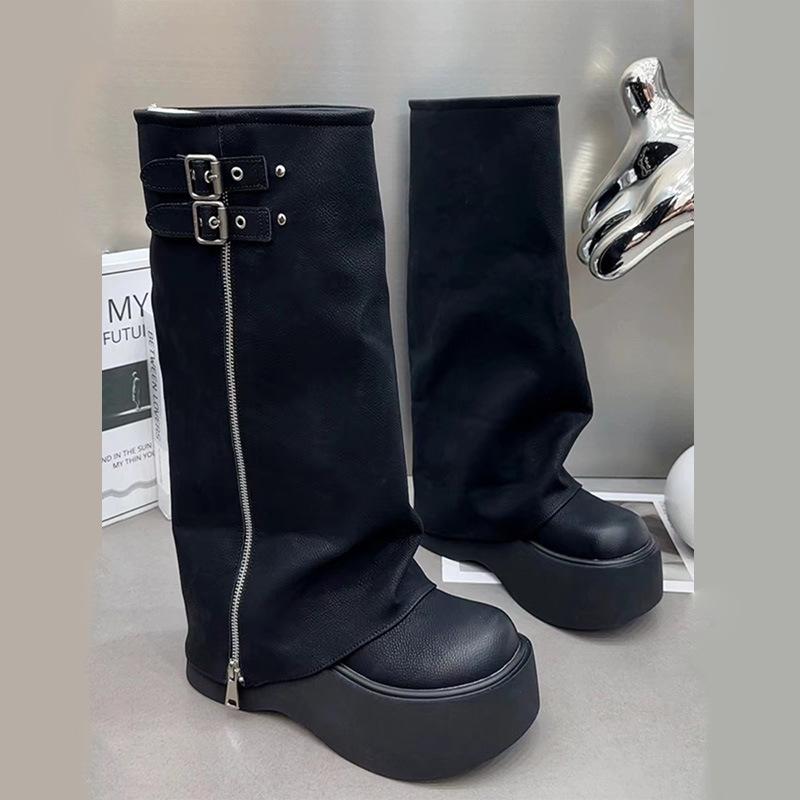 Raised Platform, Brown Boots Women's Summer Thick Legs Maillard Boots 2025 Western Jeans Tube Boots