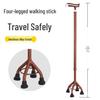 Adjustable Height Lightweight Aluminum Quad Cane with Non-Slip Base for Elderly