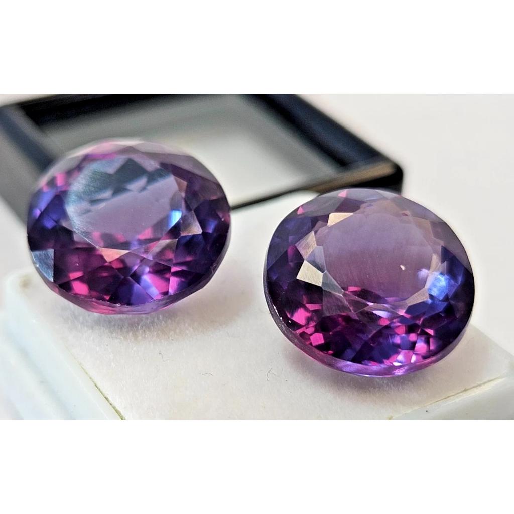 Alexandrite Color Change For Earring Making 28+ Ct Round Cut Pair Gemstone